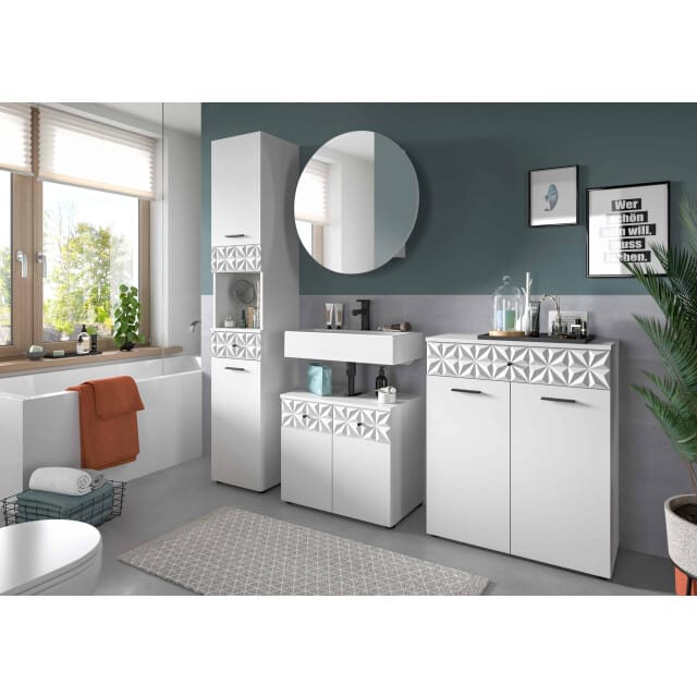 Prisma badkamercombinatie wit NB wit hoogglans MDF TZ - 37x145x187cm
