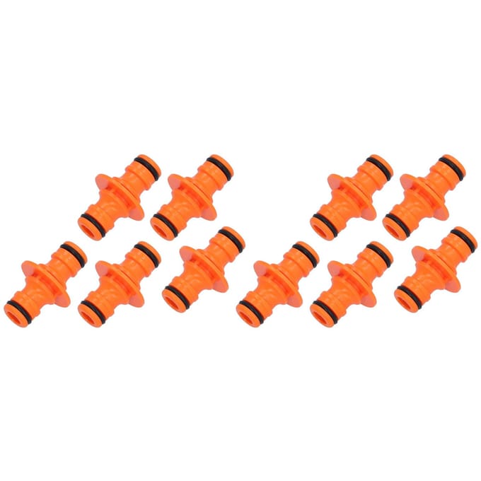 10 stuks Tuinslang Connector 2-Weg Nippel Koppeling Fitting voor Tuinirrigatie Watergift orange
