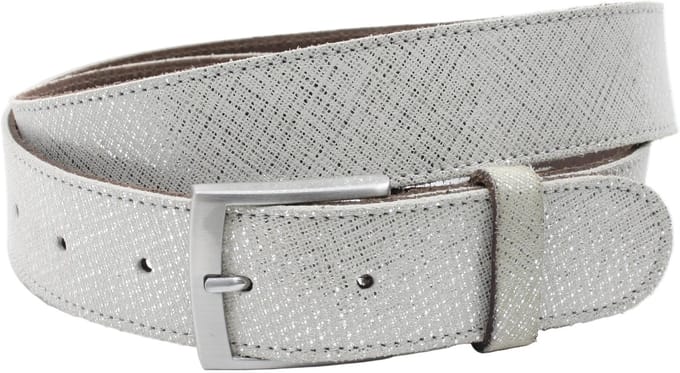 Dames riem zilver grijs - Basic leren riem 4cm met zilverkleurige gesp - Leer - Basic riem - Casual chique - Maat 85