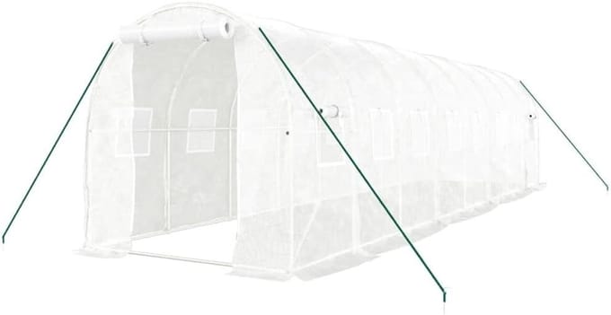 Tuinkas - Broeikas Polytunnel - Planten Beschermen - Stalen Frame - 800 x 200 x 200 cm - Wit