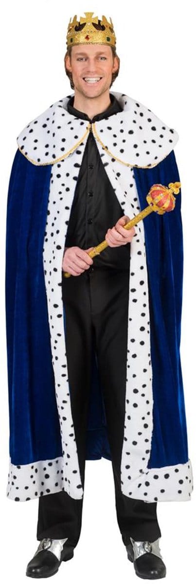 Koning Prins & Adel Kostuum | Koningsblauwe Mantel Arthur | One Size | Carnaval kostuum | Verkleedkleding