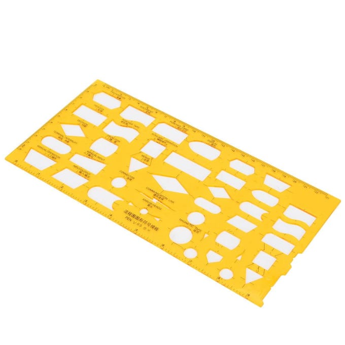 Modèle de dessin architectural multifonctionnel et durable, règle géométrique creuse (4351) yellow