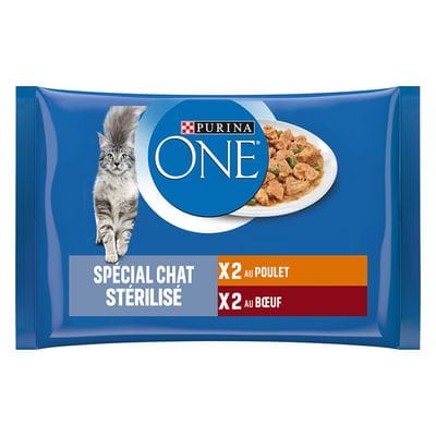 4x85g Purina ONE Sterilcat Kip en Rund Kattenvoer nat