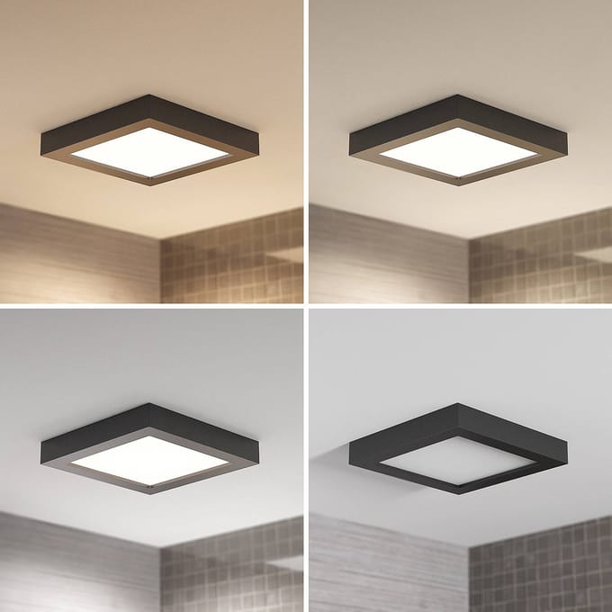 Prios LED plafondlamp Alette, zwart, 24 W, CCT, dimbaar