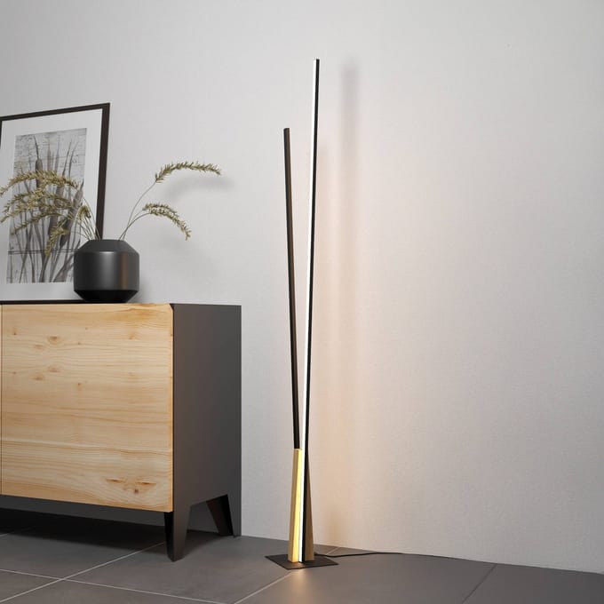 EGLO Panagria Vloerlamp - LED - 146 cm - Zwart/Bruin/Wit