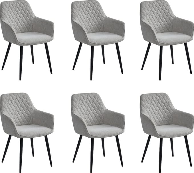 Colenis® - Beverly Eetkamerstoel - Set Van 6 - Beige - Geweven stof - Met armleuning