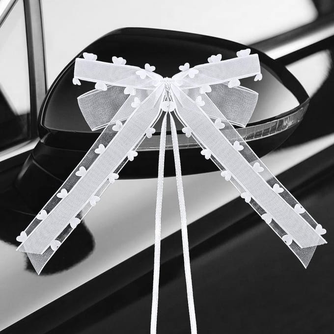 Dailygoods- Autobogen 10 Stuks - Witte Organza - Decoratie voor