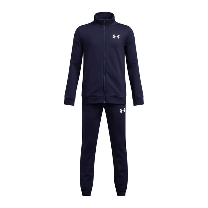 Under Armour UA Rival Knit Track Suit-BLU Jongens Trainingspak - Midnight Navy - Midnight Navy - Wit