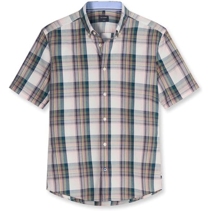 OLYMP Casual Overhemd, Regular Fit, Button-down, Olijfgroen