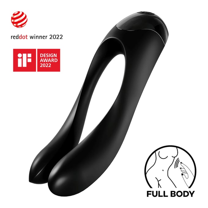 Satisfyer, vibrator, vingervibrator, 'Candy Cane', met batterij, medische siliconen, 10 cm