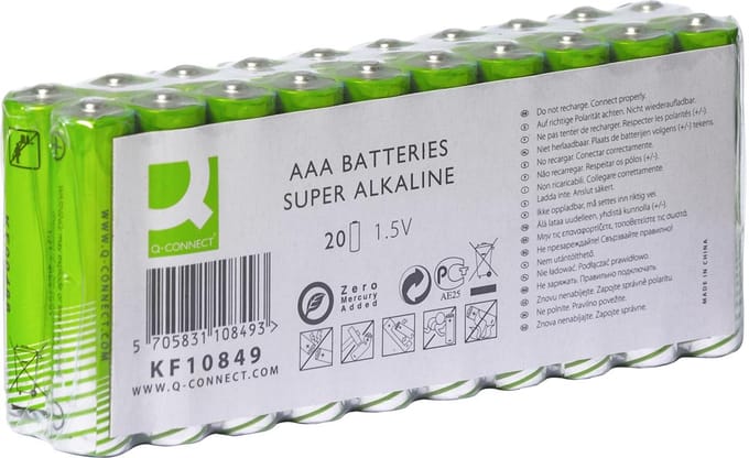 Q-CONNECT batterij | alkaline | AAA | pak van 20 stuks