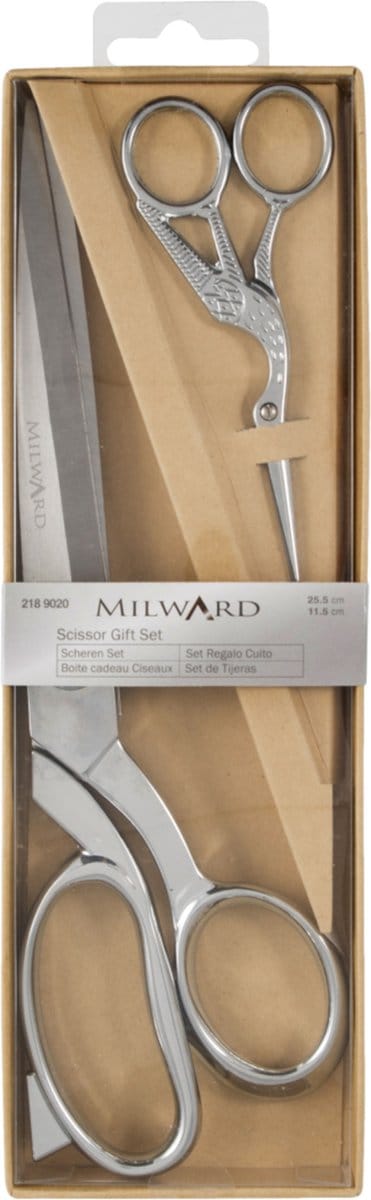 Milward Set Stoffenschaar (25,5cm) & Borduurschaar (11,5cm) Silver