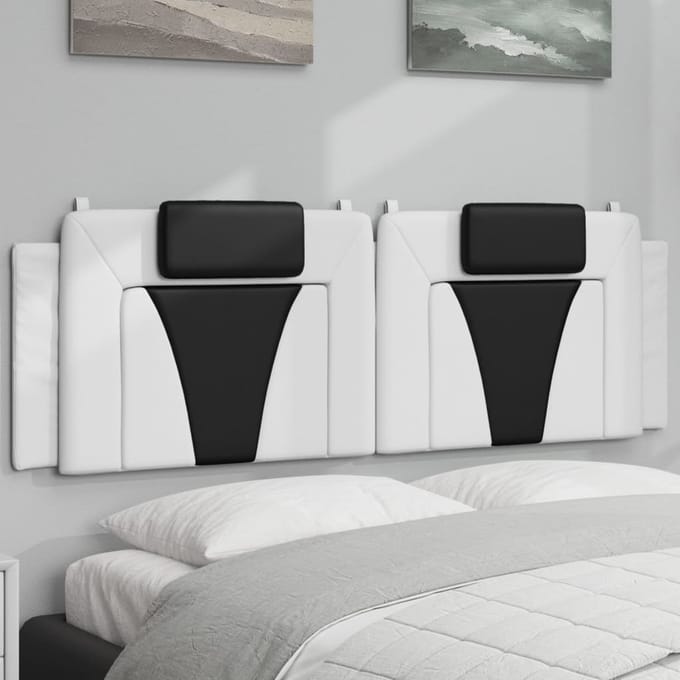 vidaXL - Hoofdbordkussen - "Viana" - 160 - cm - kunstleer - wit - en - zwart
