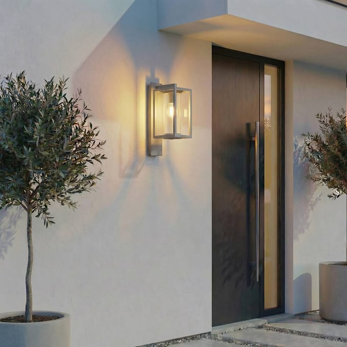 Lucande - Wandlamp buiten - 1licht - Aluminium, glas - H: 38 cm - E27 - grijs