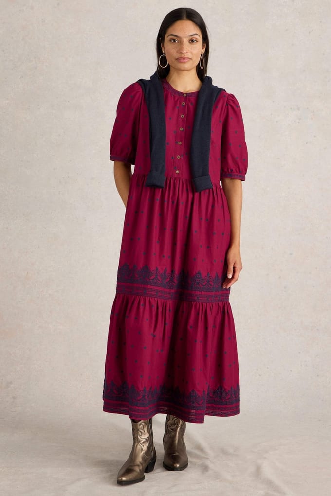 White Stuff Polly Embroidered Dress Red Multi Größe: 8 | Blusenkleider Outlet | Damen | Rot