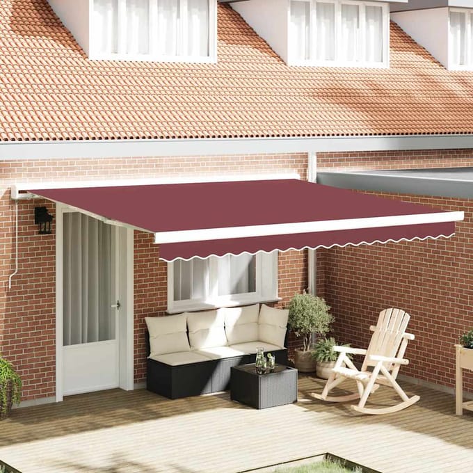 vidaXL - Luifel - handmatig - uittrekbaar - 400x300 - cm - bordeauxrood