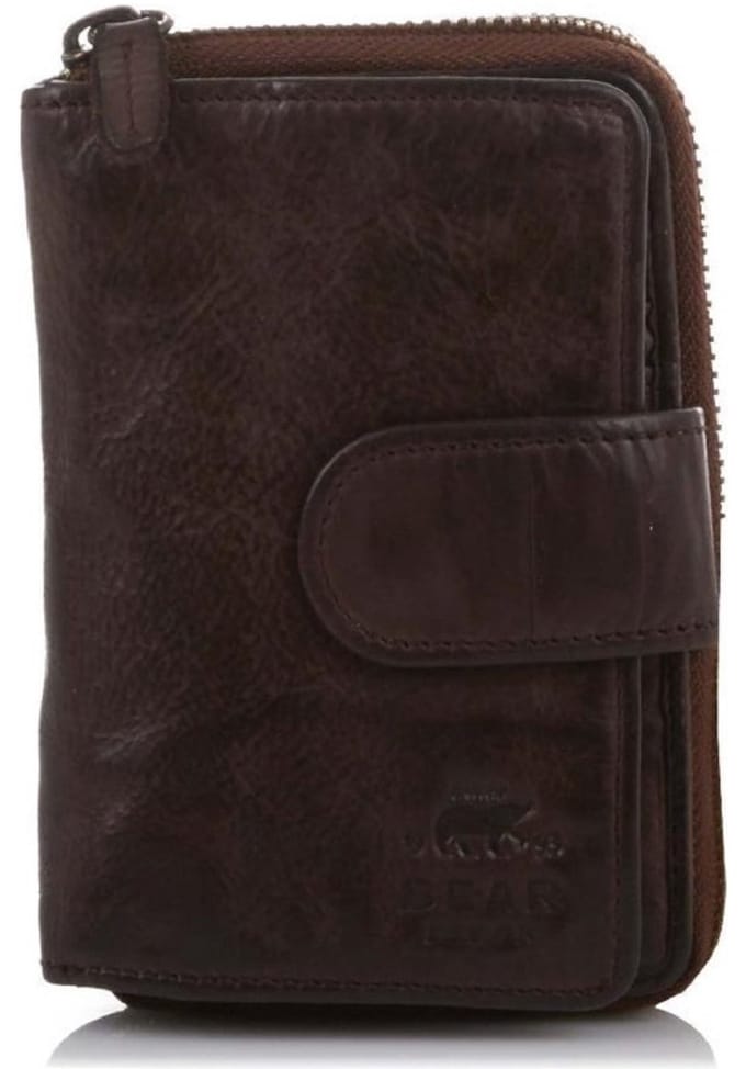Bear Design Loet Portemonnee CL13550 - Brown – Van leer – Bear Design Loet CL13550 is een leren ritsportemonnee voor wie pasjes, briefgeld en muntgeld veilig en overzichtelijk wil meenemen