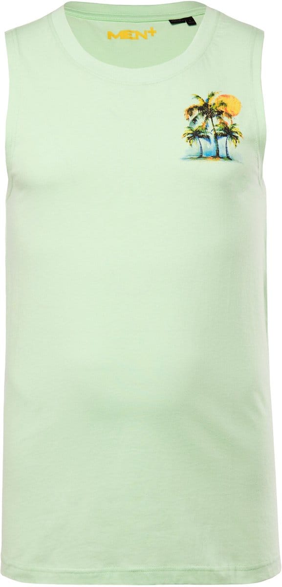Men Plus - Heren - Tanktop print ronde hals - Munt - Maat 4XL