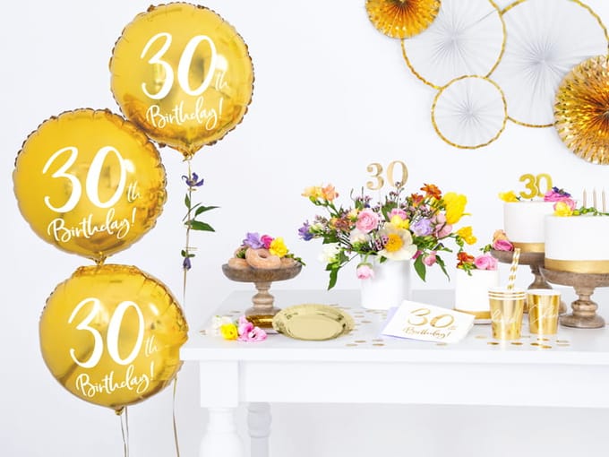 Partydeco - Folieballon 30th Birthday gold