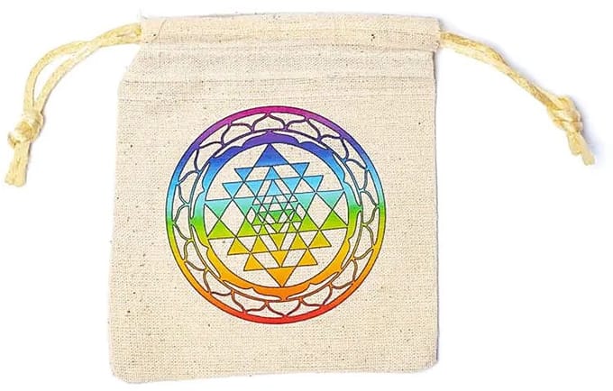 Zakje van katoen met Sri Yantra opdruk