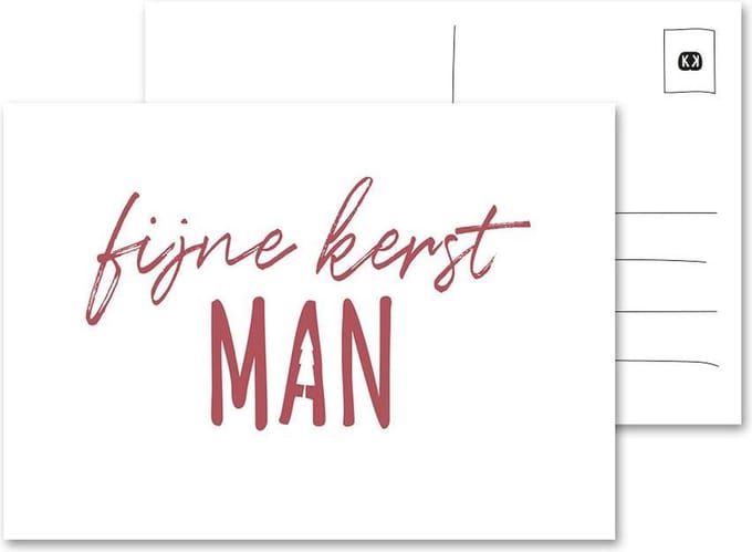 Fijne Kerst Man Ansichtkaart, wit