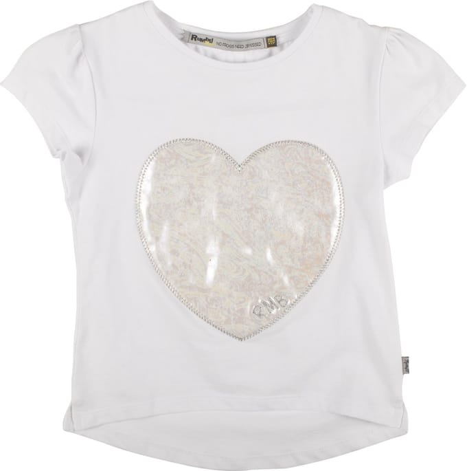Rumbl Royal - T-shirt - Wit - Zilveren hart - Maat 116/122