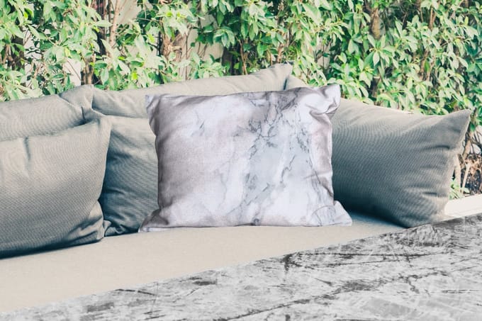 Buitenkussens - Tuin - Marmer - Patroon - Gijs - Wit - Marmerlook - Luxe - 50x30 cm