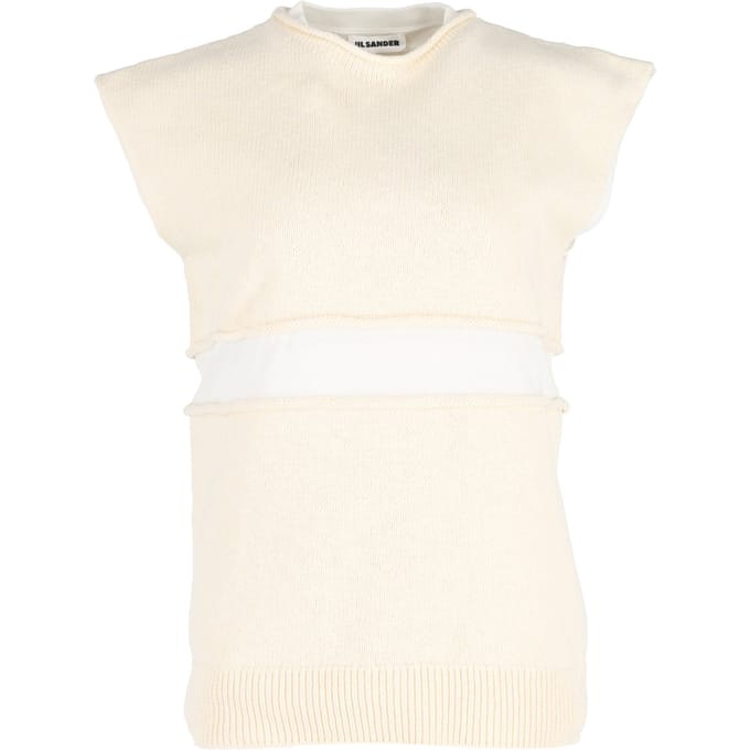 Jil Sander gebreid vest met laagjes in gele wol