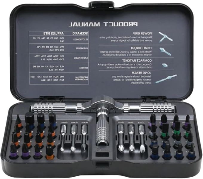 Magnetische Schroevendraaier - 40 in 1 Set - Klusjes Thuis - Magnetische Ratel - Compacte Kast - Veelkleurig