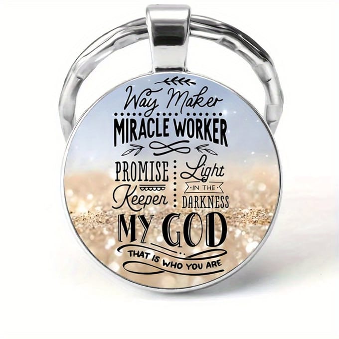 VANDAAG VERZONDEN - Sleutelhanger - Way Maker Miracle Worker - Christelijk - Bijbeltekst