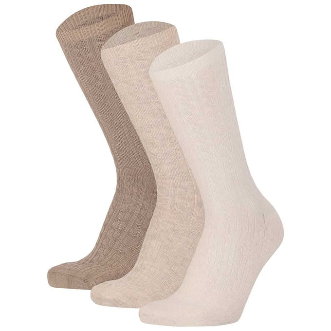 Bamboe sokken dames - 6-Pak - Kabelstructuur - Beige / 35/38