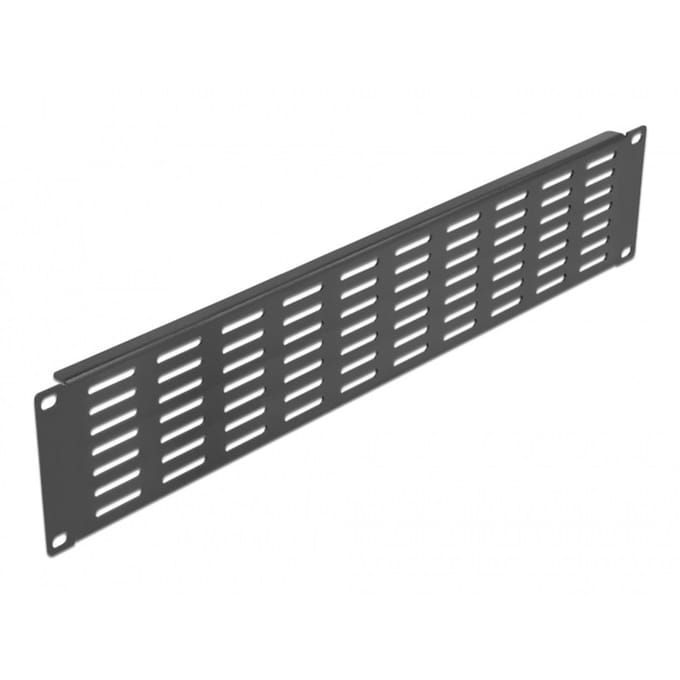 19 inch ventilatiepaneel | horizontale sleuven | 2U | zwart