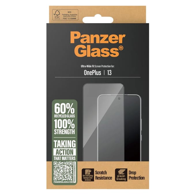 PanzerGlass Ultra-Wide Fit Anti-Bacterial Screenprotector voor de OnePlus 13