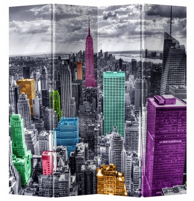 Fine Asianliving Kamerscherm Scheidingswand B160xH180cm 4 Panelen Skyview New York