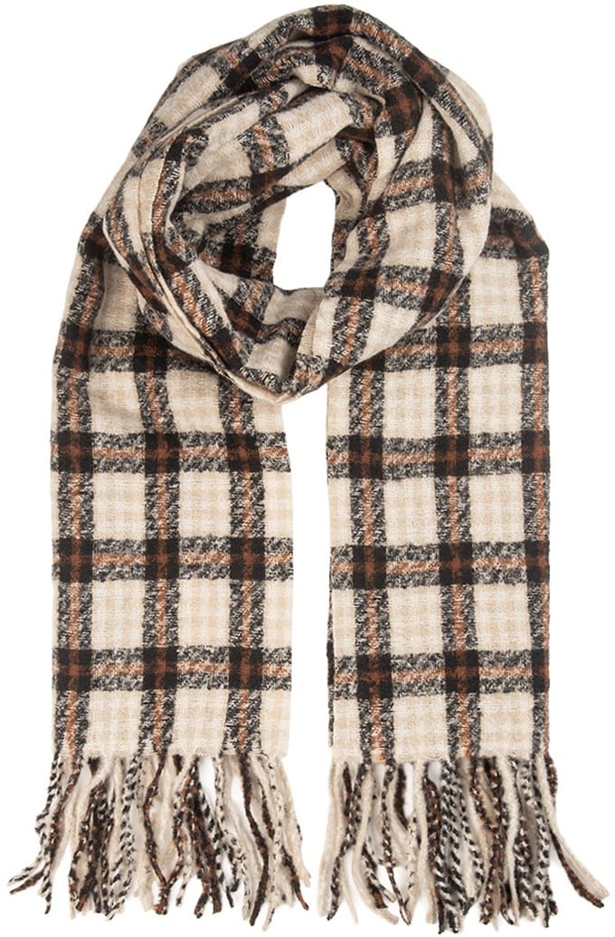 Clayre & Eef Wintersjaal Dames 50x210 cm Bruin Textiel