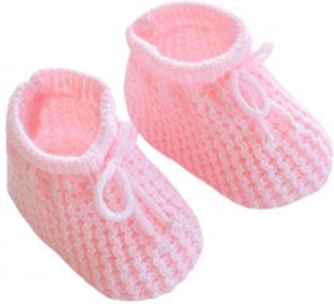 Gebreide Babyslofje Roze met vetertje