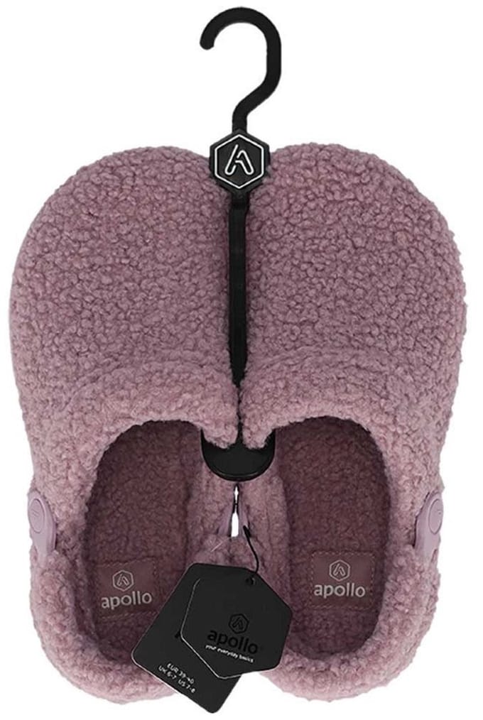 Apollo dames cloq / slipper - lila / oudroze - teddy - maat 41/42