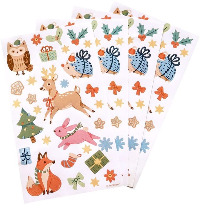 4 stickervellen Winter in het bos 10x17,5 cm