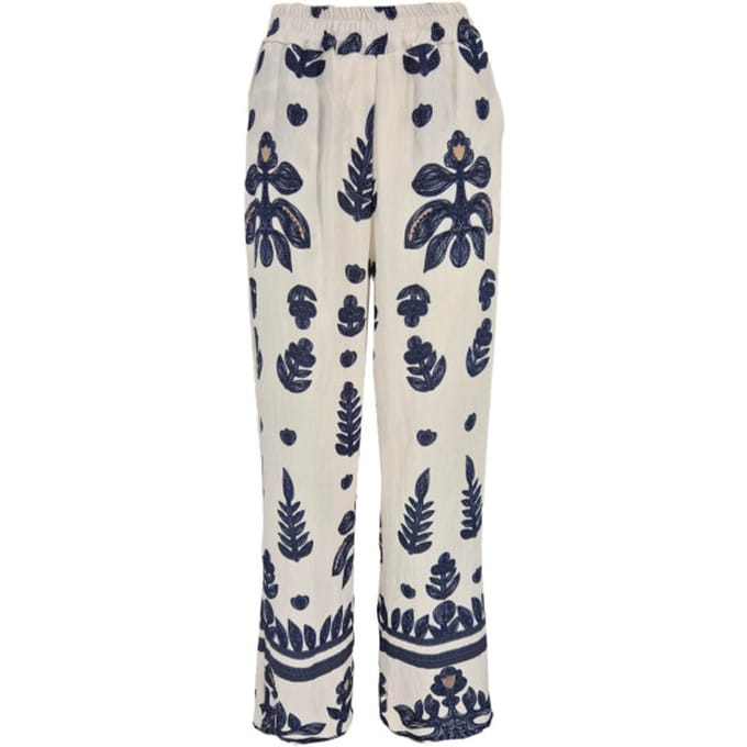 FOS Amsterdam Fos broek inge imitatie borduur navy
