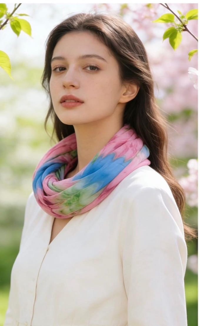 Dunne Colsjaal - Print - (33684#) - Roze
