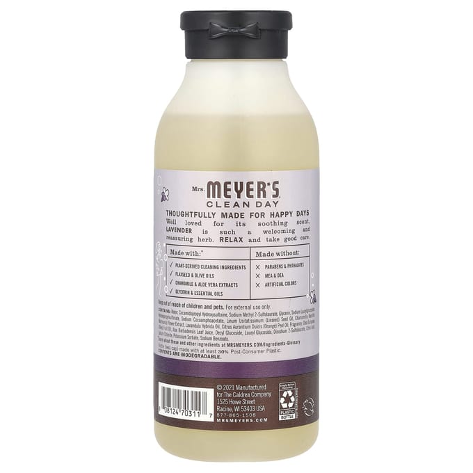Mme. Meyers Clean Day, Gel douche, Lavande, 473 ml (473ml) white