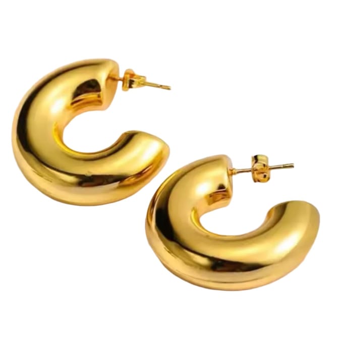 Trendy Circle Hoop Earrings Gold 14K