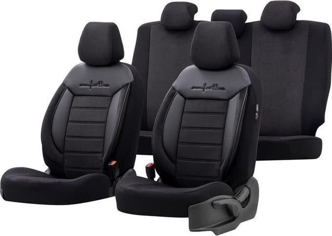 Universele Stoelhoezen Set Zwart 11 Delig Velours/Stof