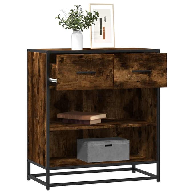 vidaXL - Dressoir - 68x35x76 - cm - bewerkt - hout - gerookt - eikenkleurig