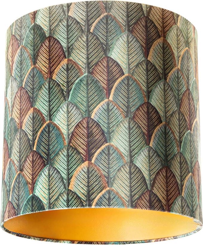 QAZQA cilinder velours - Klassieke Lampenkap - Ø 40 cm - Groen -