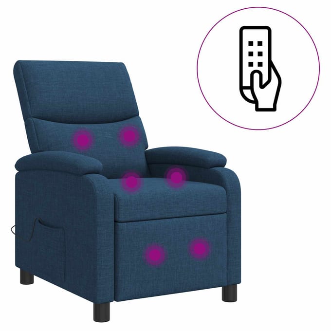 vidaXL - Massage - Relaxstoel - Blauw - Stof