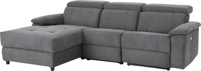 Tanaro-Chaiselong Sofa 3 Zitplaatsen Links Elektrisch Gris