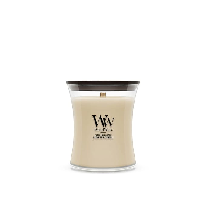 WoodWick Hourglass Medium Geurkaars - Patchouli Créme - 60 branduren