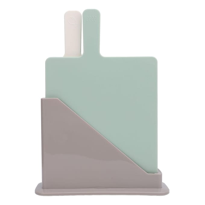 4 STUKS Plastic Snijplanken Set Kleurgecodeerde Hakplanken met Opbergstandaard voor Thuiskeuken gray