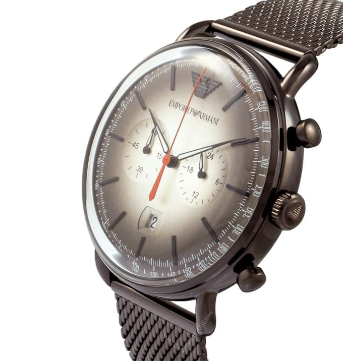 Emporio Armani AR11169 Bruin Mesh Chronograaf Herenhorloge